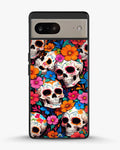 Creslia color skull floral phone case - color skull floral phone case google pixel 8a