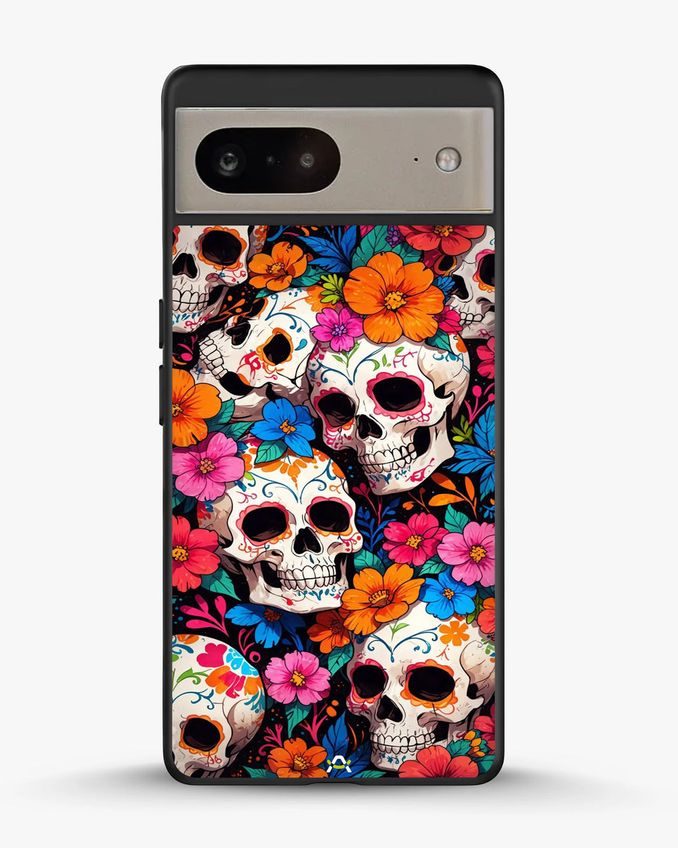Creslia color skull floral phone case - color skull floral phone case google pixel 8a