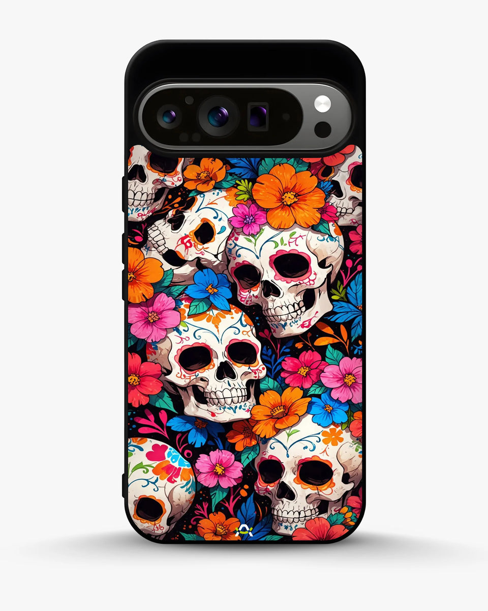 Creslia color skull floral phone case - color skull floral phone case google pixel 9 pro xl