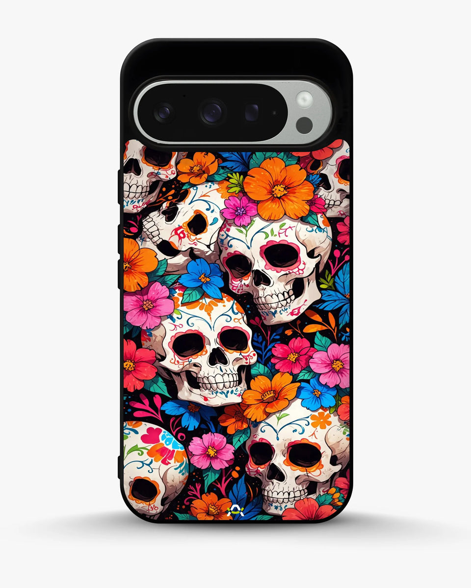 Creslia color skull floral phone case - color skull floral phone case google pixel 9 pro
