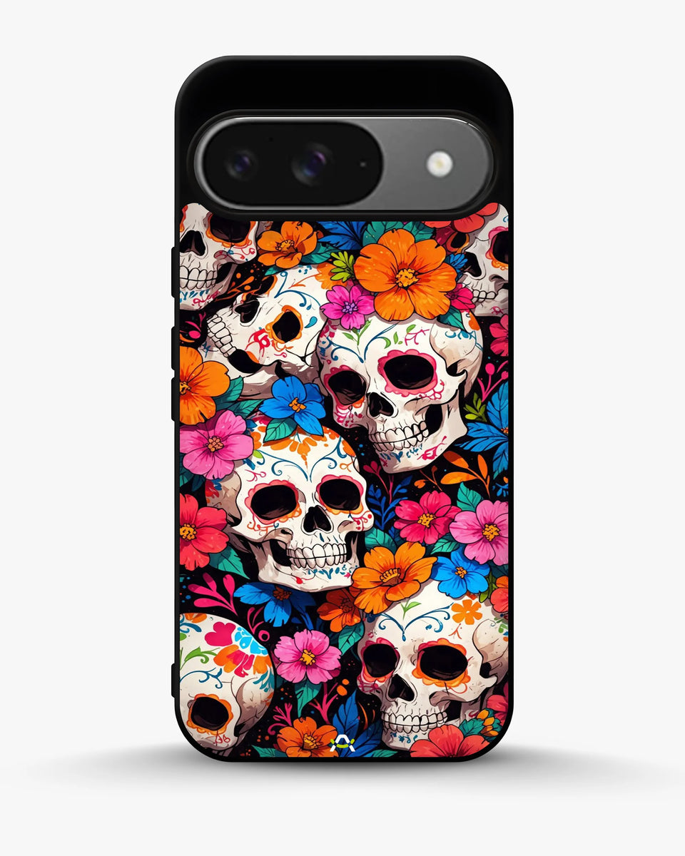 Creslia color skull floral phone case - color skull floral phone case google pixel 9