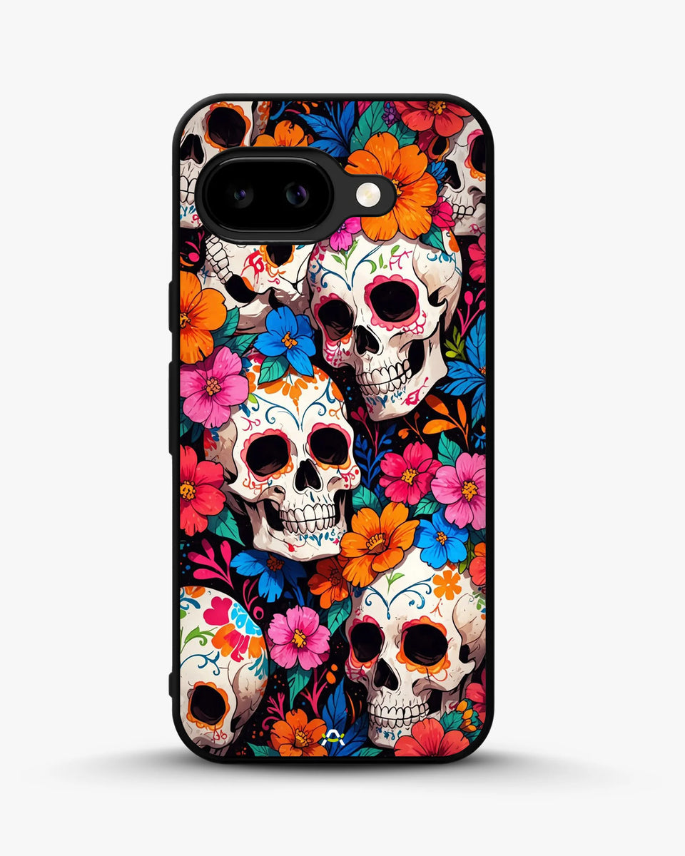 Creslia color skull floral phone case - color skull floral phone case google pixel 9a