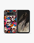 Creslia color skull floral phone case - color skull floral phone case google pixel fold