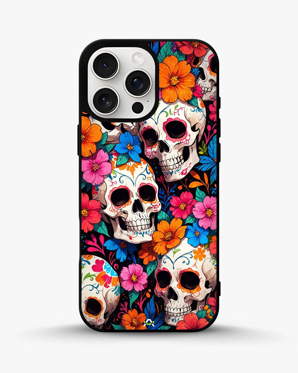 Creslia color skull floral phone case - color skull floral phone case iphone 16 pro max