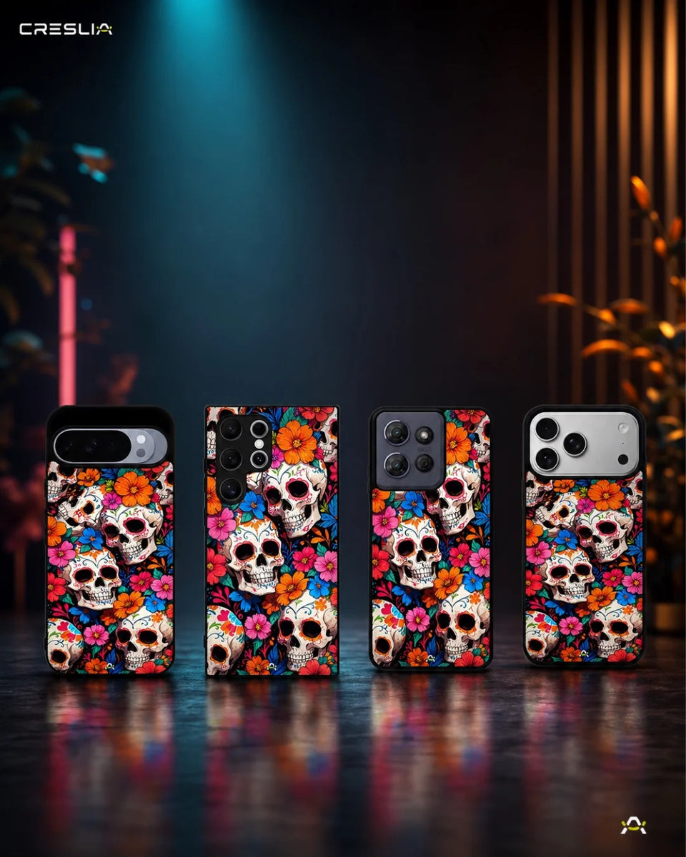 Creslia color skull floral phone case - color skull floral phone case mobile banner