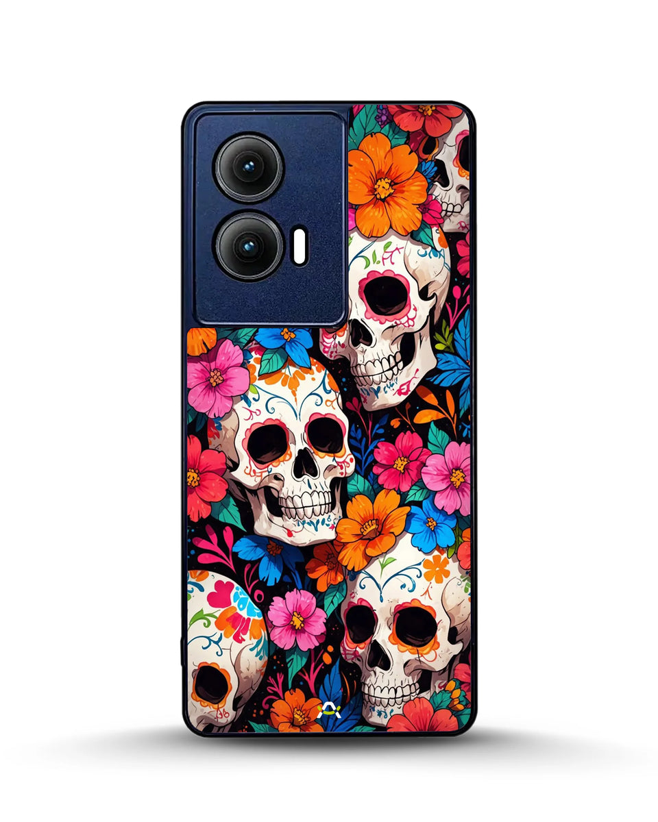 Creslia color skull floral phone case - color skull floral phone case motorola edge 2024