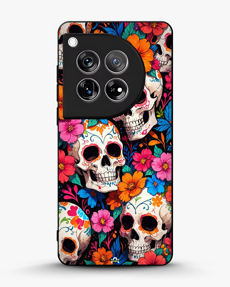 Creslia color skull floral phone case - color skull floral phone case oneplus 12r