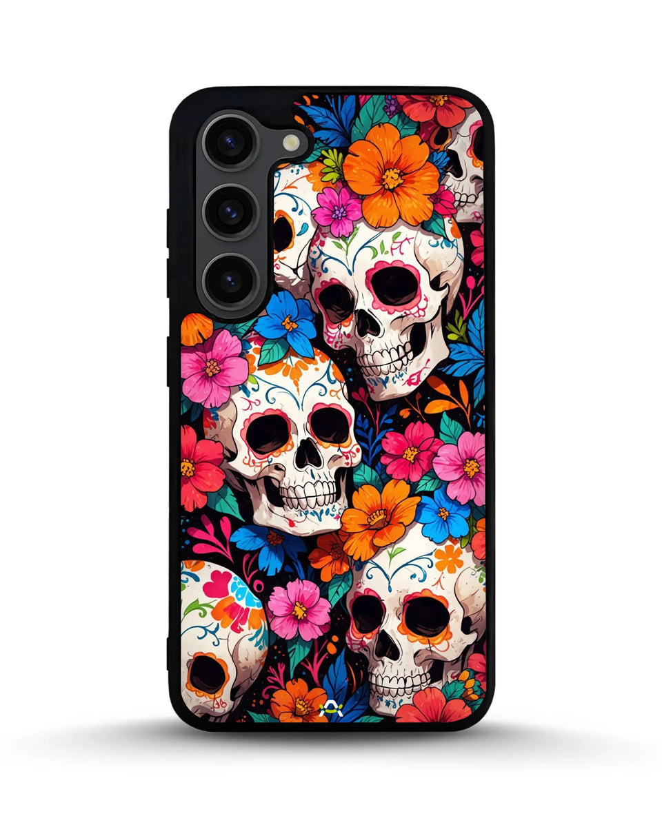 Creslia color skull floral phone case - color skull floral phone case samsung galaxy s23 plus