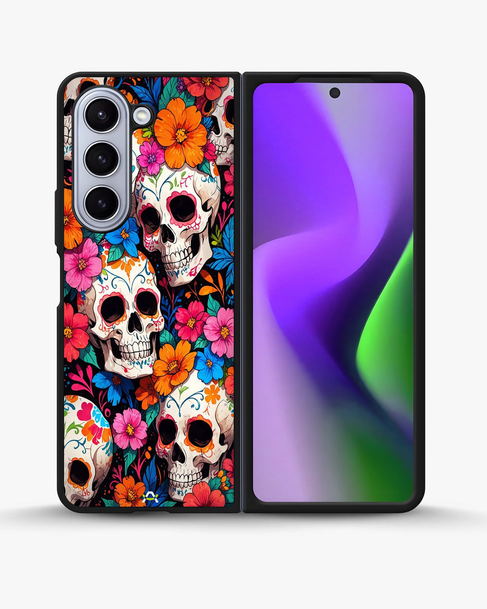 Creslia color skull floral phone case - color skull floral phone case samsung galaxy z fold 5