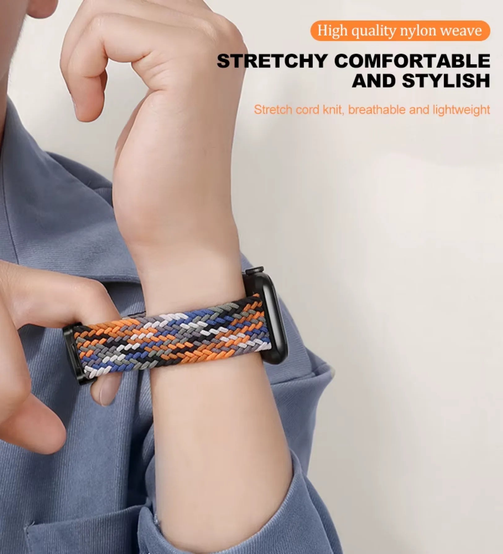 Magnetic Buckle Braided Loop Band for Apple Watch - Multicolor Nylon Strap