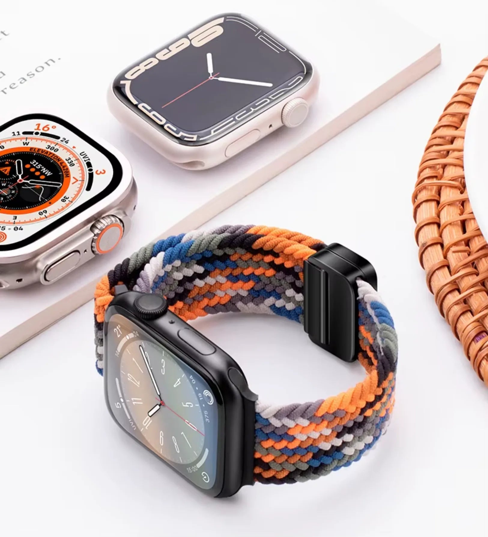 Magnetic Buckle Braided Loop Band for Apple Watch - Multicolor Nylon Strap