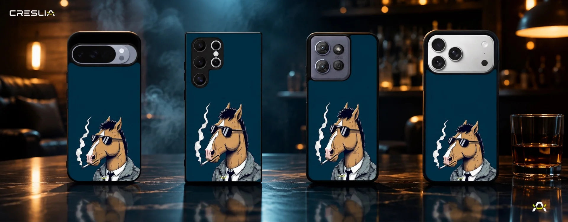 Creslia cool horse sunglasses phone case - cool horse sunglasses phone case desktop banner