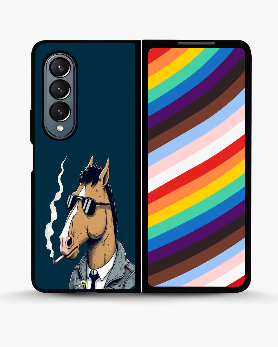 Creslia cool horse sunglasses phone case - cool horse sunglasses phone case samsung galaxy z fold 4