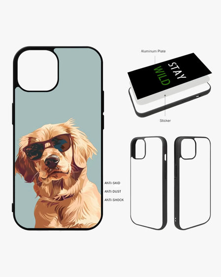 Glossy Cool Sunglass Dog Case for iPhone and Android with anti-shock features and trendy design.