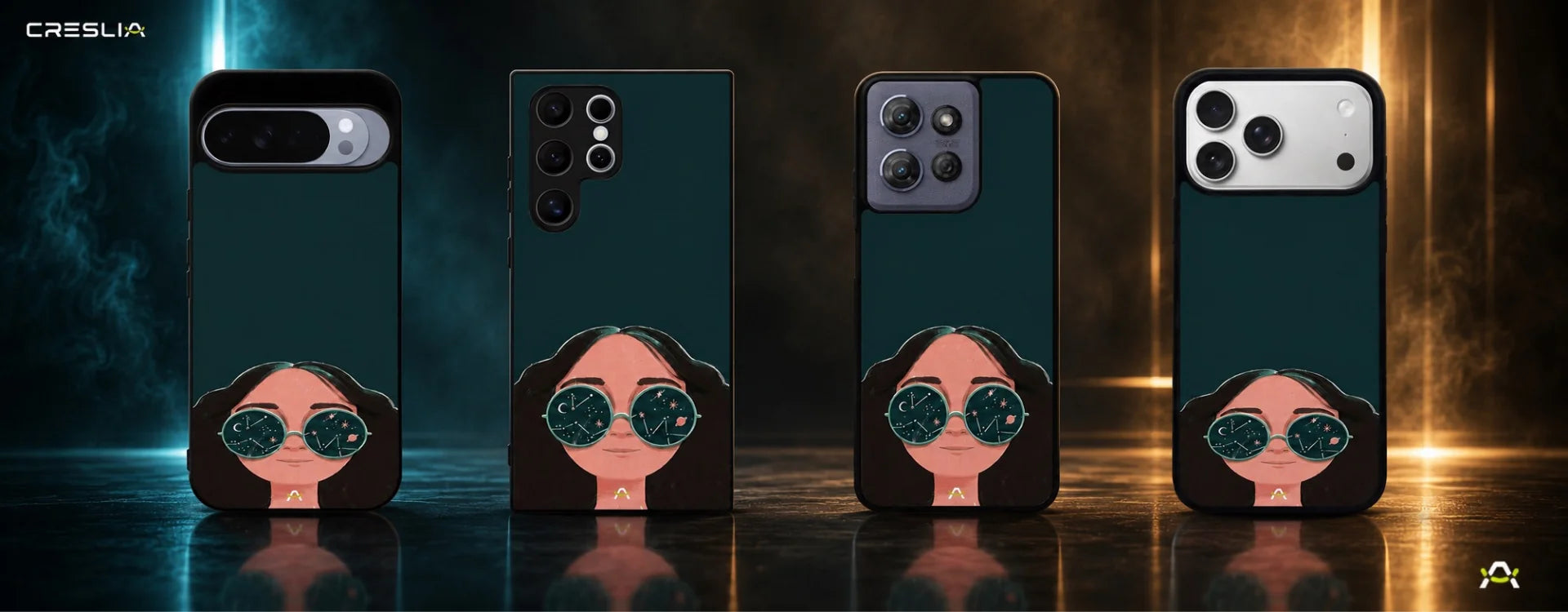 Creslia cosmic sunglasses girl phone case - cosmic sunglasses girl phone case desktop banner