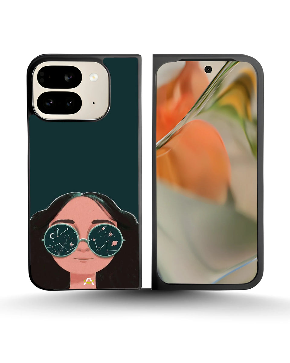 Creslia cosmic sunglasses girl phone case - cosmic sunglasses girl phone case google pixel 9 pro fold