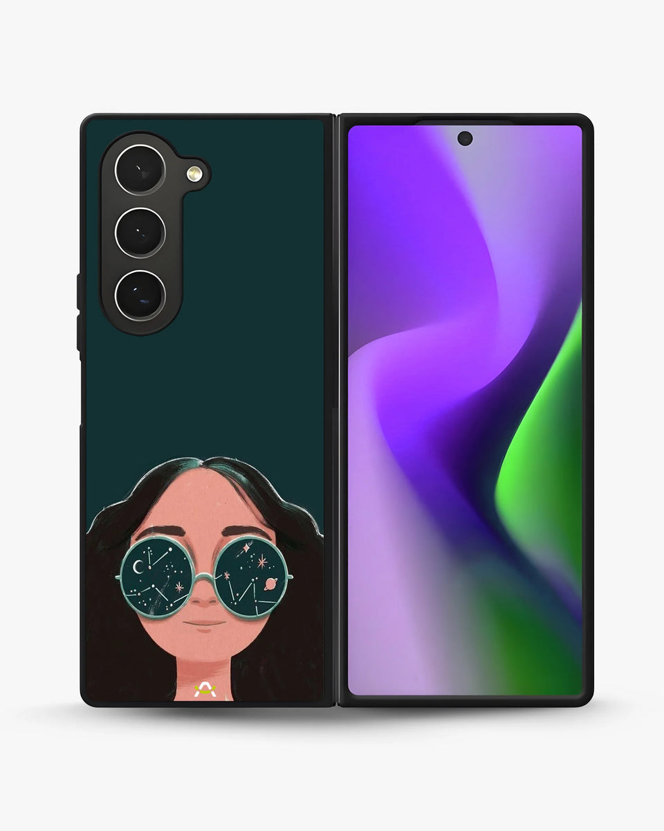 Creslia cosmic sunglasses girl phone case - cosmic sunglasses girl phone case samsung galaxy z fold 6