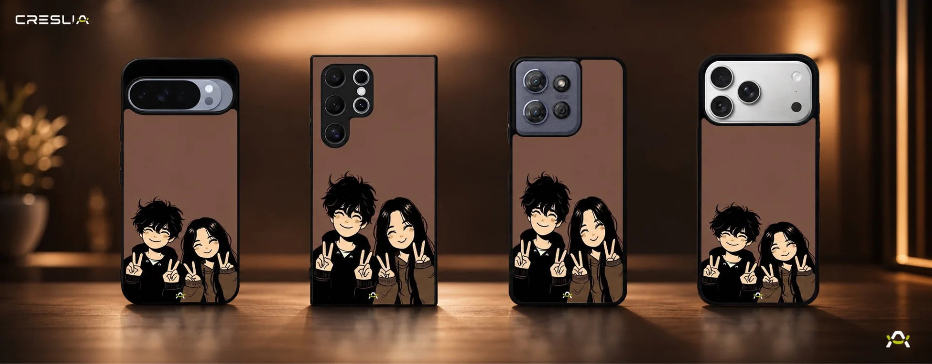 Creslia couple peace sign art phone case - couple peace sign art phone case desktop banner