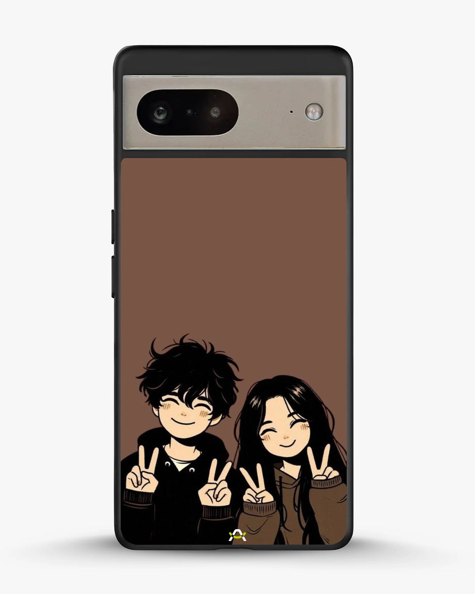 Creslia couple peace sign art phone case - couple peace sign art phone case google pixel 8