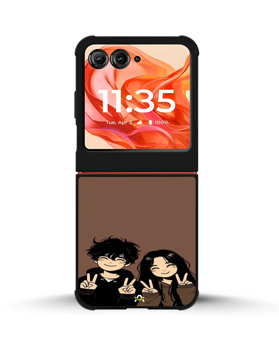 Creslia couple peace sign art phone case - couple peace sign art phone case motorola razr ultra 2025