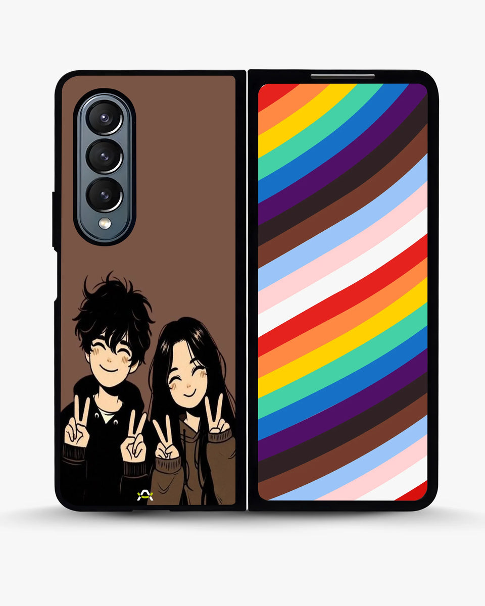 Creslia couple peace sign art phone case - couple peace sign art phone case samsung galaxy z fold 4