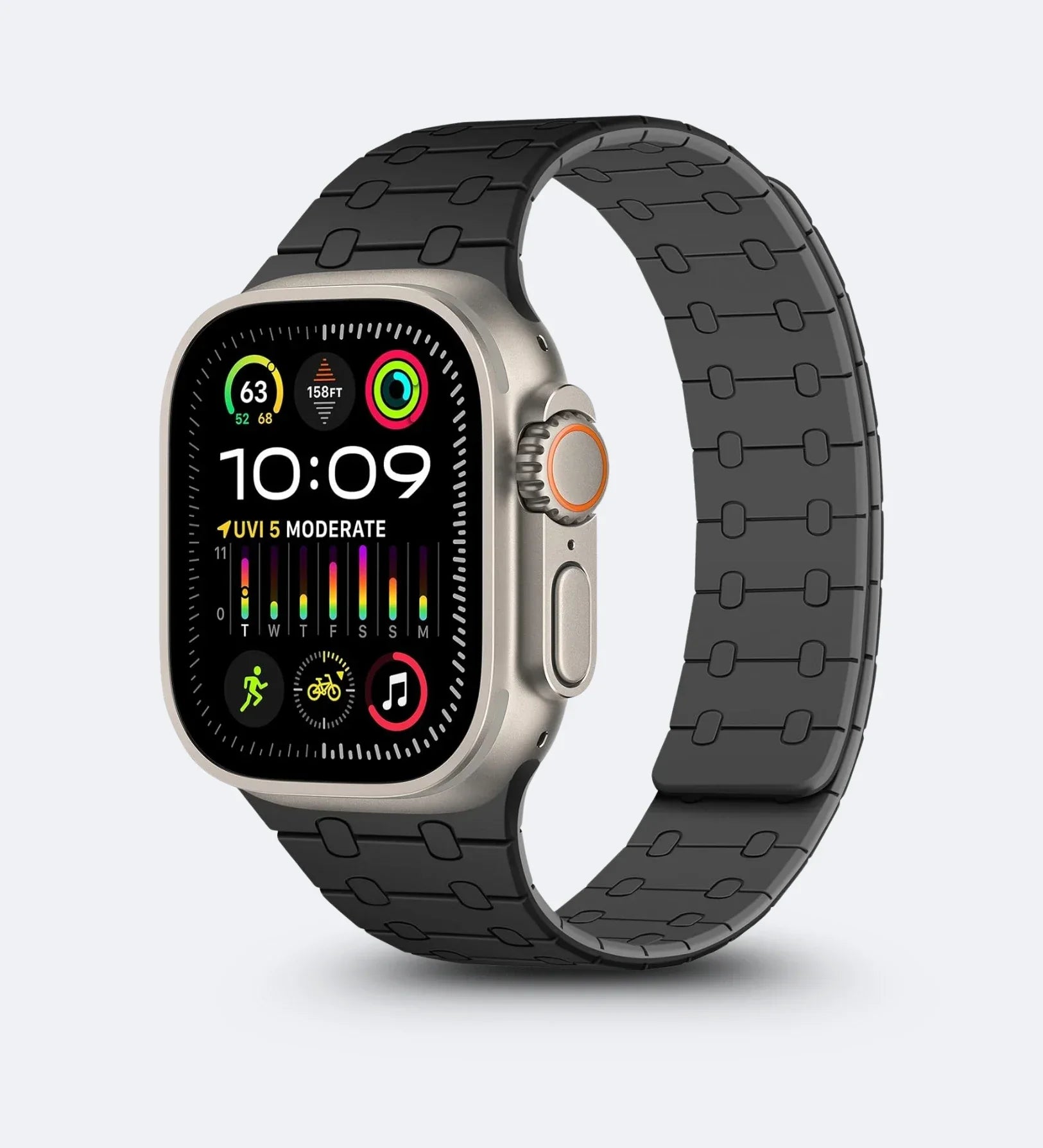 Creslia Magnetic Link Silicone Band for Apple Watch – Black - Creslia