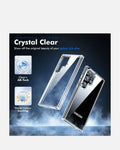 Crystal clear case for Samsung Galaxy S24 Ultra showcasing original beauty and never yellow coating.