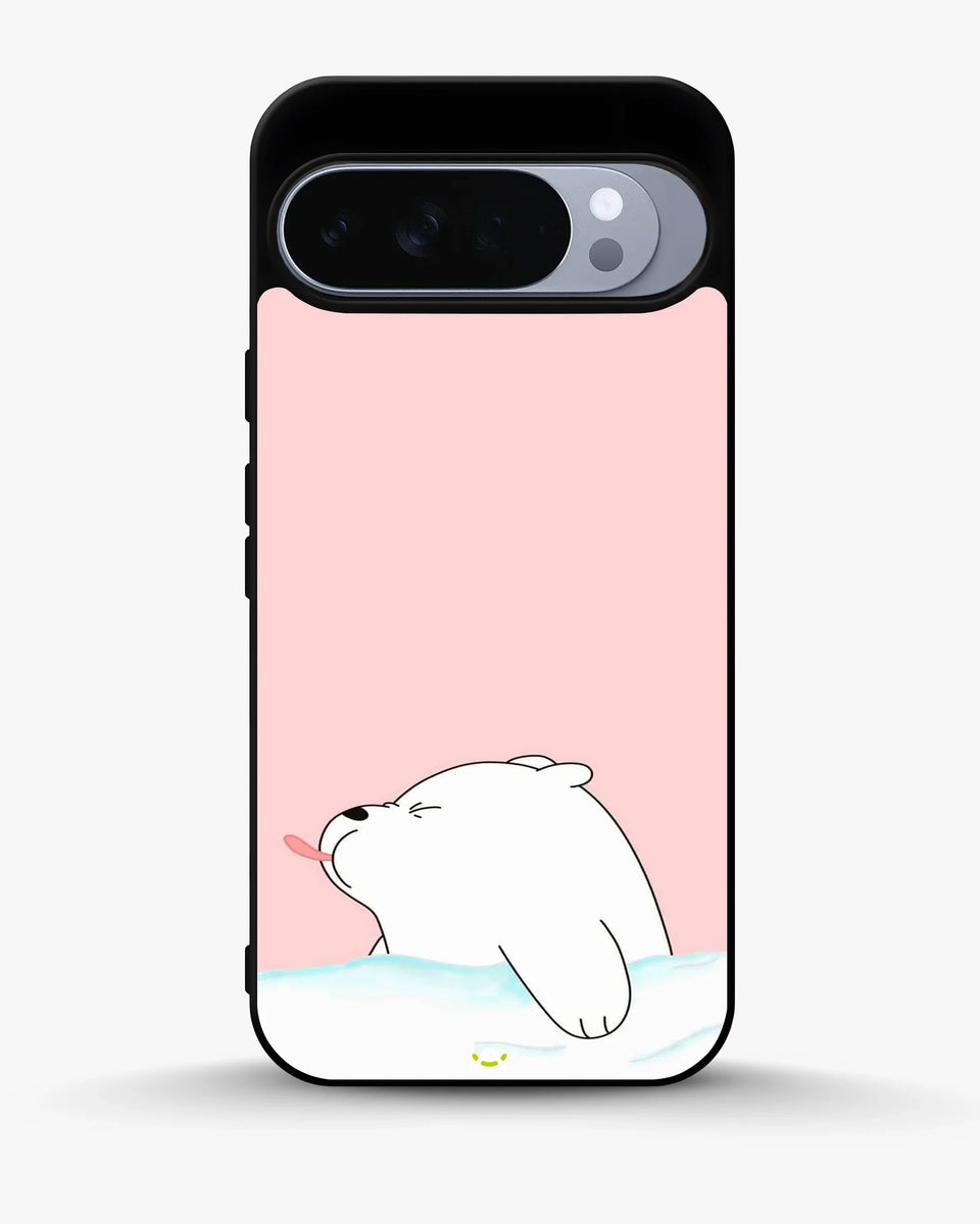 Cute Bear Tongue Out phone case on Google Pixel 10 Pro Xl - playful kawaii bear illustration by Creslia