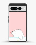 Cute Bear Tongue Out phone case on Google Pixel 7 Pro - playful kawaii bear illustration by Creslia