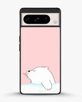 Cute Bear Tongue Out phone case on Google Pixel 8 Pro - playful kawaii bear illustration by Creslia