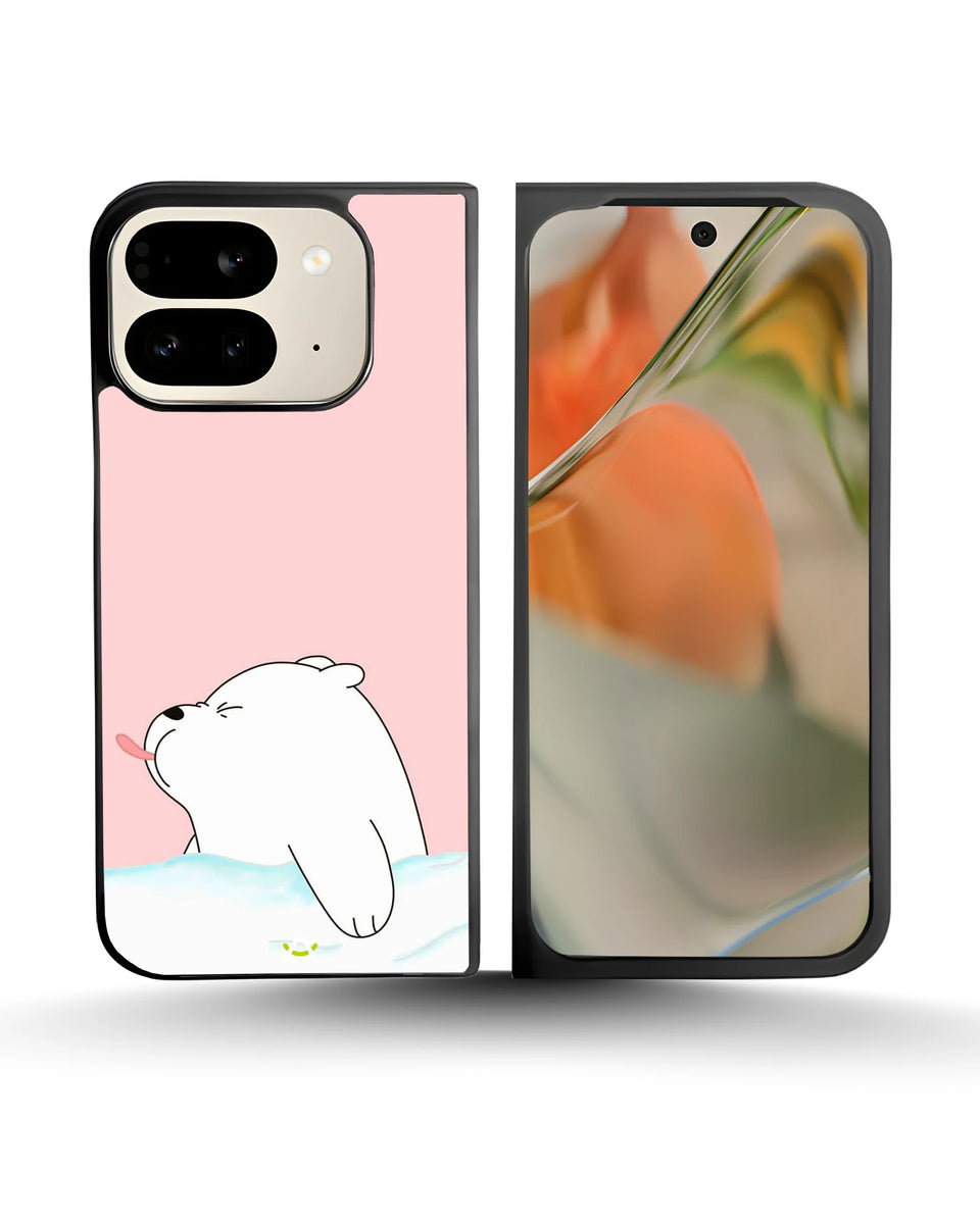 Creslia cute bear tongue pink case - cute bear tongue pink case google pixel 9 pro fold