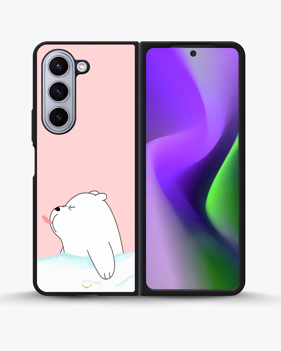 Creslia cute bear tongue pink case - cute bear tongue pink case samsung galaxy z fold 5