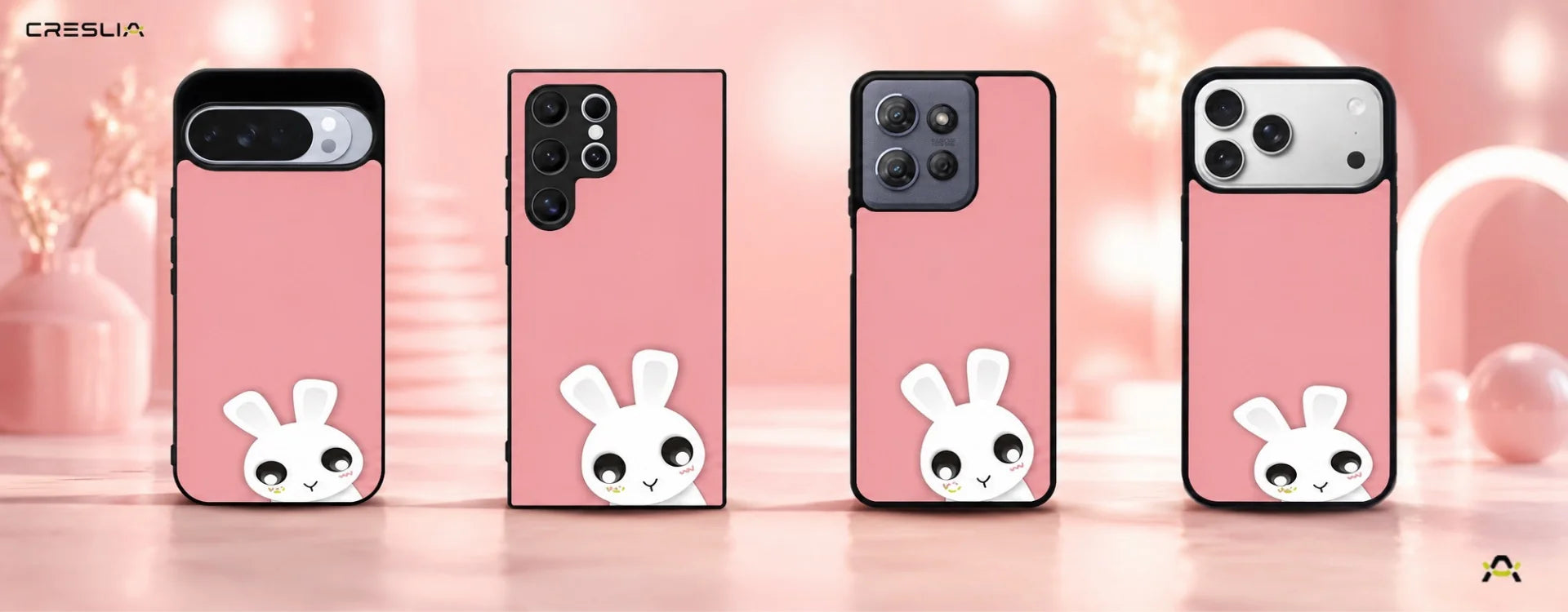 Creslia cute bunny face phone case - cute bunny face phone case desktop banner