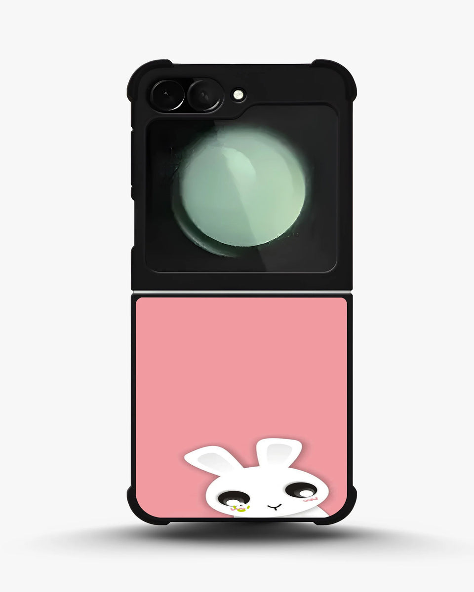 Creslia cute bunny face phone case - cute bunny face phone case samsung galaxy z flip 6