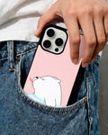 Cute Bear Tongue Out Phone Case - Glossy Aluminum Cover for iPhone, Samsung, Pixel, OnePlus & Vivo