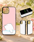 Cute Bear Tongue Out Phone Case - Glossy Aluminum Cover for iPhone, Samsung, Pixel, OnePlus & Vivo