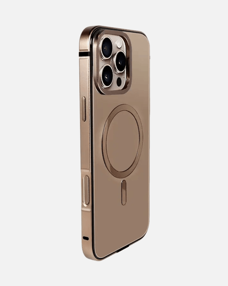 Desert Titanium MagSafe case for iPhone 16 Pro Max showcasing sleek design and MagSafe compatibility.