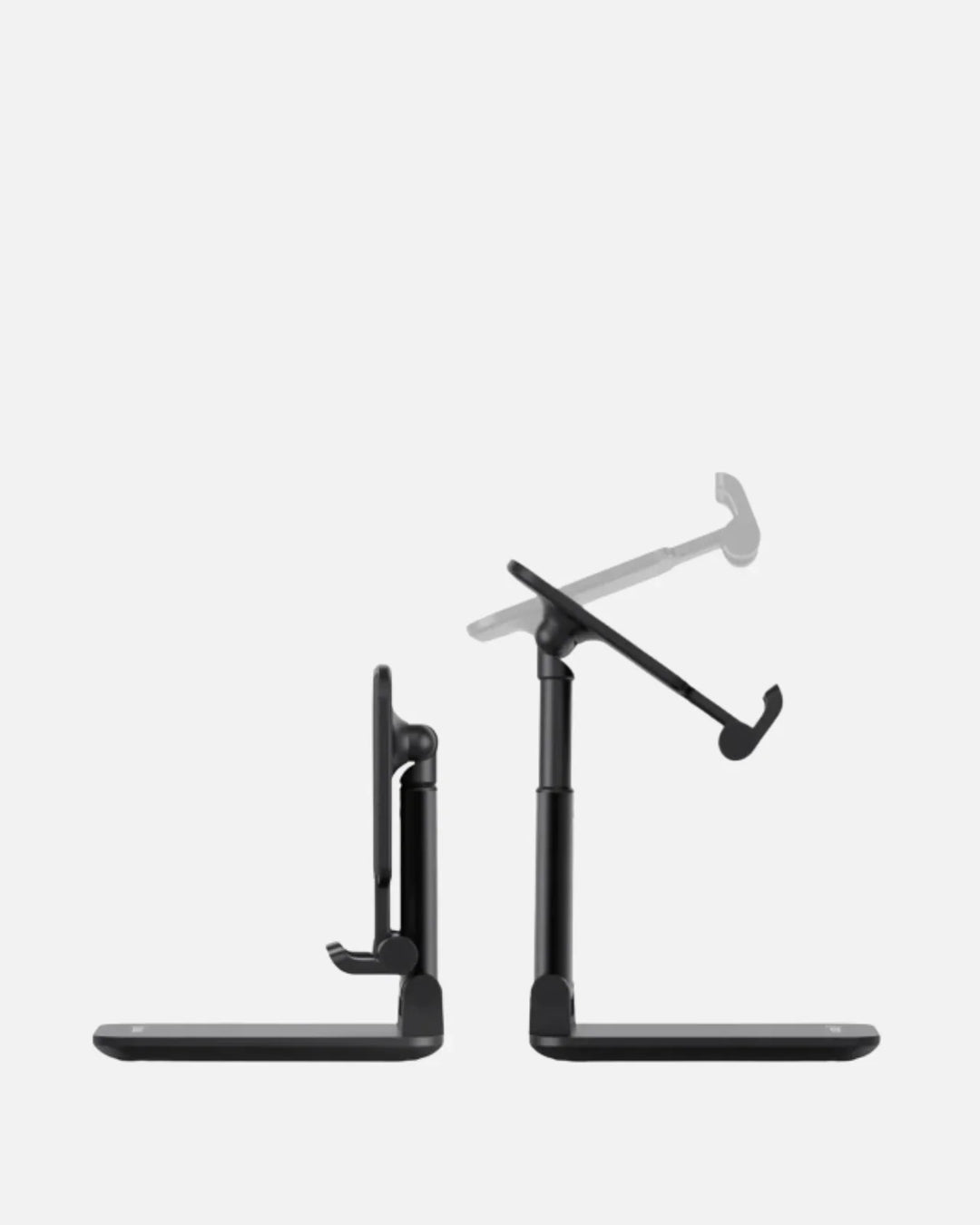 Esoulk EH40 adjustable and foldable mobile stand in black, showcasing adjustable height and viewing angles.