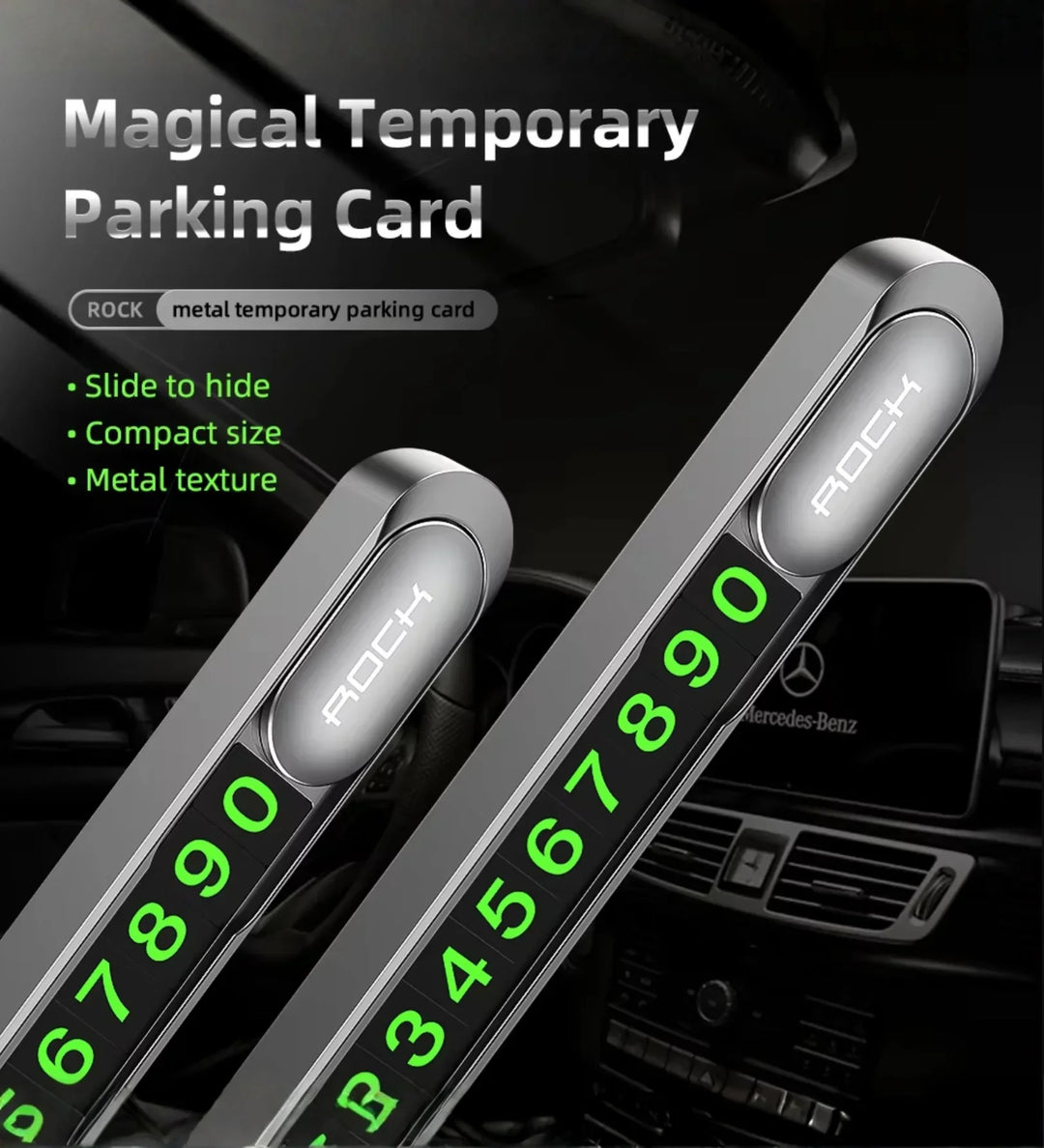 Magnetic Slide-to-Hide Temporary Parking Phone Number Plate (Metal) - Creslia