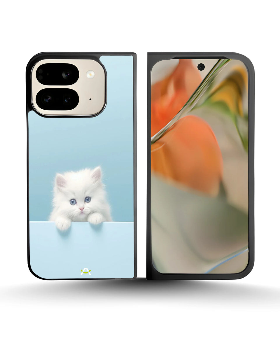 Creslia fluffy kitten face phone case - fluffy kitten face phone case google pixel 10 pro fold