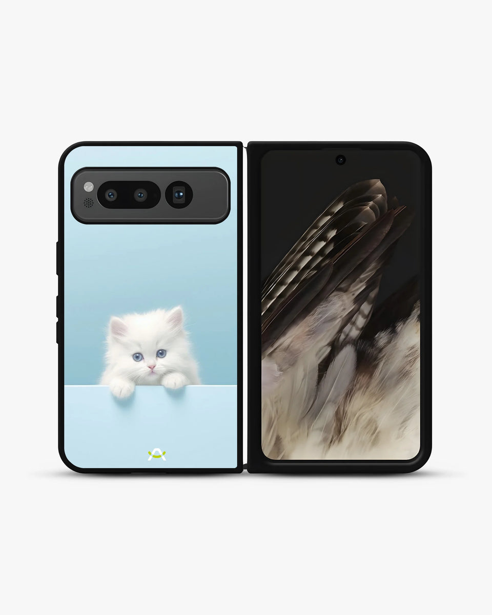 Creslia fluffy kitten face phone case - fluffy kitten face phone case google pixel fold