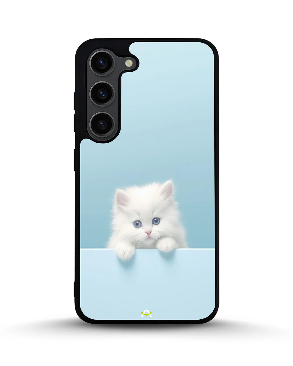 Creslia fluffy kitten face phone case - fluffy kitten face phone case samsung galaxy s23 plus