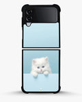 Creslia fluffy kitten face phone case - fluffy kitten face phone case samsung galaxy z flip 4