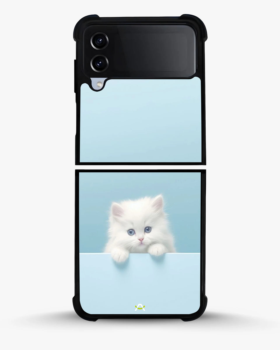 Creslia fluffy kitten face phone case - fluffy kitten face phone case samsung galaxy z flip 4
