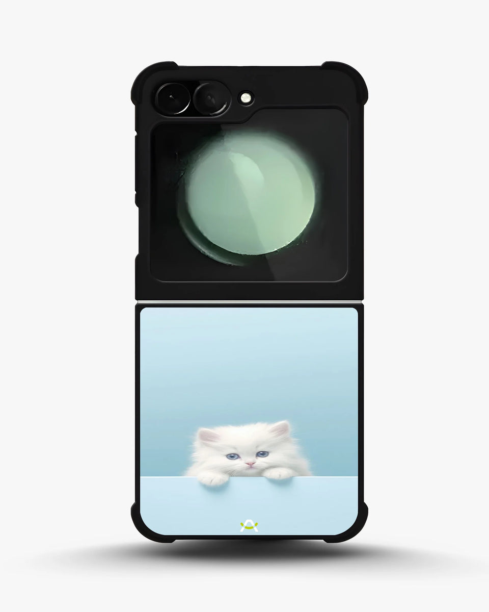 Creslia fluffy kitten face phone case - fluffy kitten face phone case samsung galaxy z flip 5