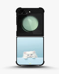 Creslia fluffy kitten face phone case - fluffy kitten face phone case samsung galaxy z flip 6