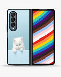 Creslia fluffy kitten face phone case - fluffy kitten face phone case samsung galaxy z fold 4