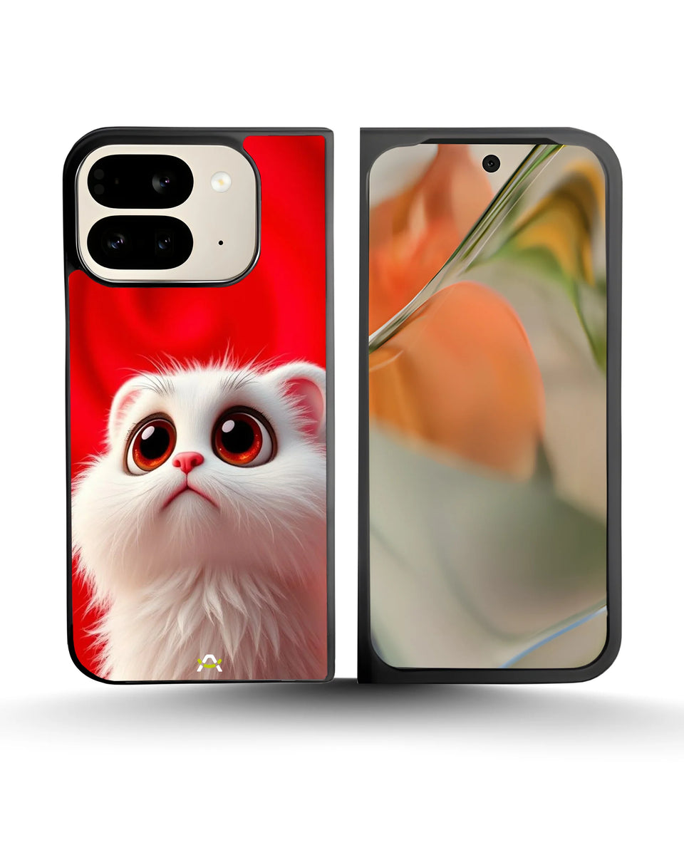 Creslia fluffy white cat phone case - fluffy white cat phone case google pixel 10 pro fold