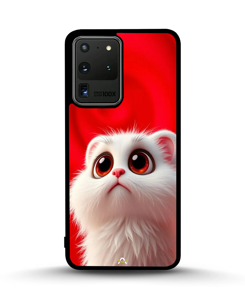 Creslia fluffy white cat phone case - fluffy white cat phone case samsung galaxy s20 ultra