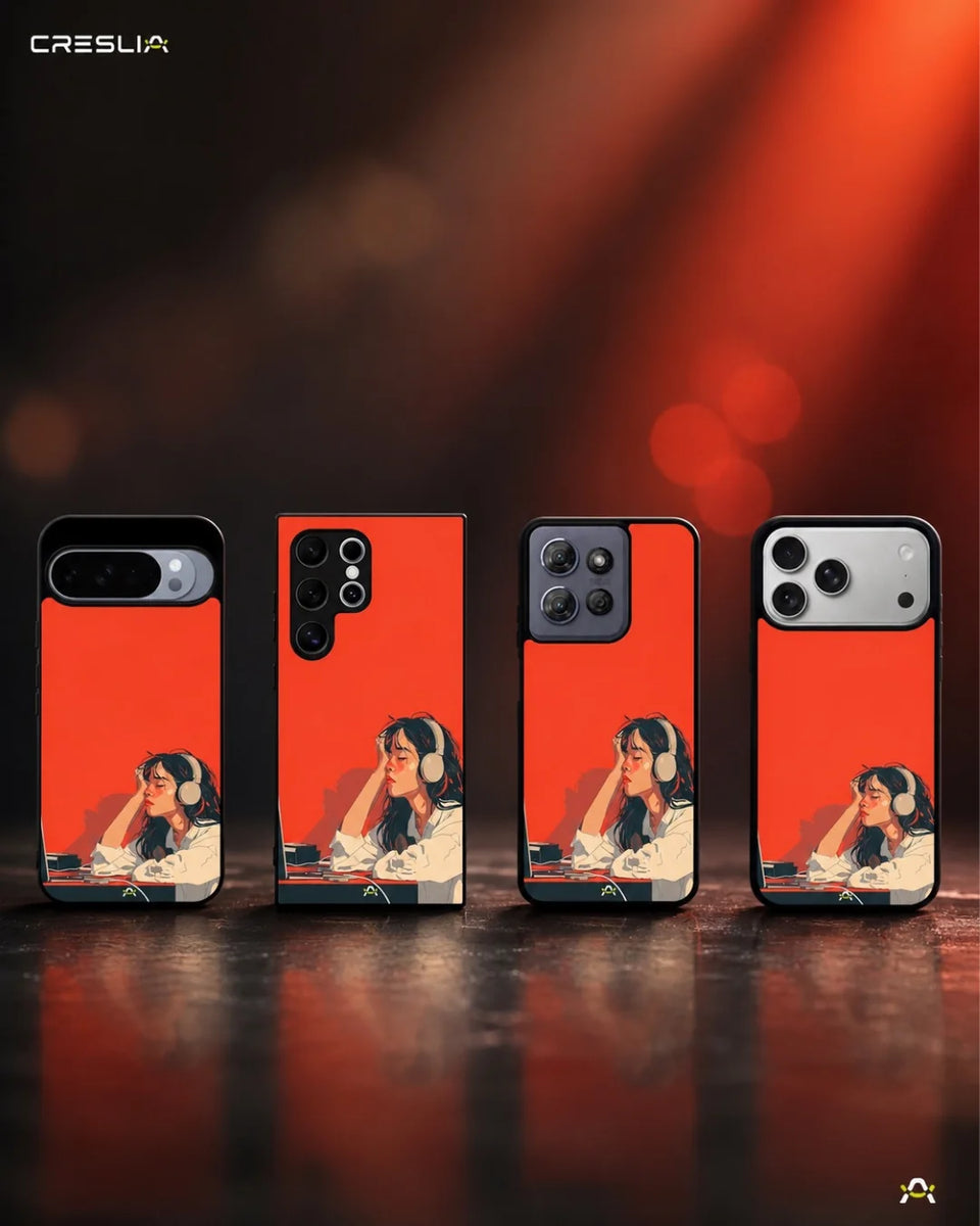 Creslia girl headphones art phone case - girl headphones art phone case mobile banner